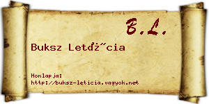 Buksz Letícia névjegykártya